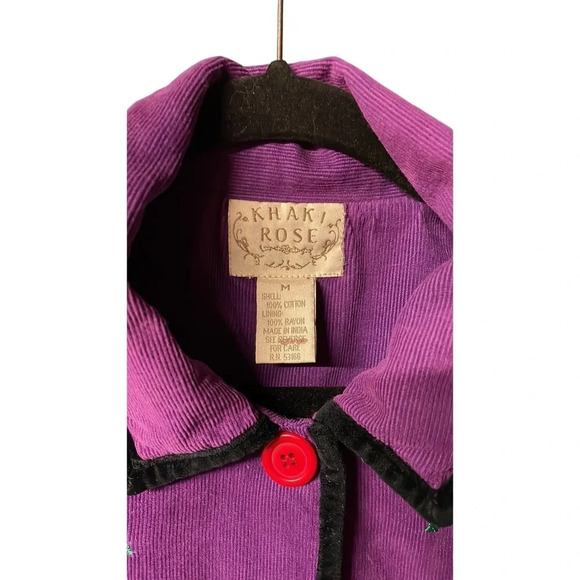 Unique Khaki Rose Colorful‎ Christmas Jacket 100% Cotton Size Medium (M) - Picture 2 of 9